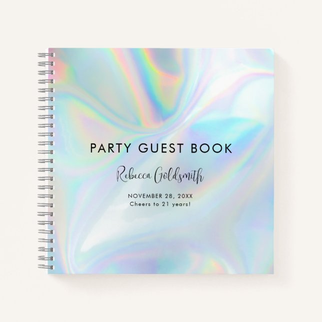 Holografisches Skript Birthday Party Gästebuch Notizbuch (Vorderseite)