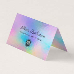 Holografisches Skript Modernes Faux-Regenbogen-Iri Visitenkarten