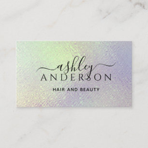 Holografisches Unicorn Makeup Haar Nails Glam Visitenkarte