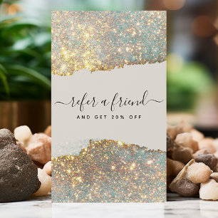 Holografisches Unterschriften-Script Modern Glam G Empfehlungskarte