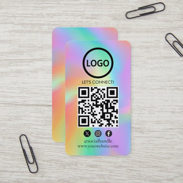Hologram, Custom Cards Modern, Social Media QR Visitenkarte (Vorderseite/Rückseite Beispiel)