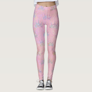 Hologram Holograph Glitzer Crown Pink Swirl Marmor Leggings