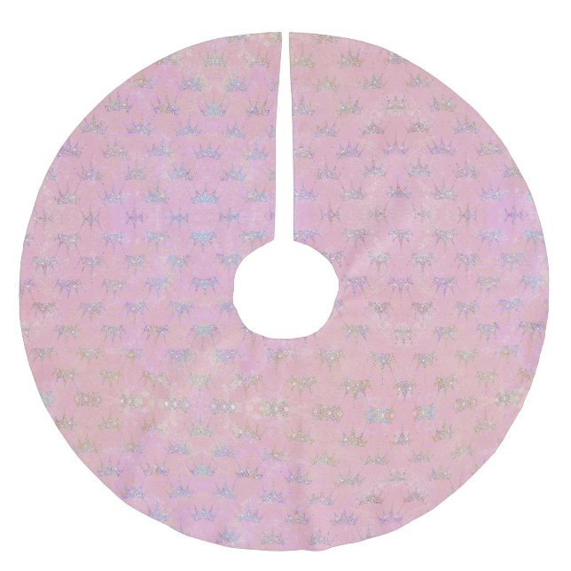 Hologram Holograph Glitzer Crown Pink Swirl Marmor Polyester Weihnachtsbaumdecke (Vorderseite)