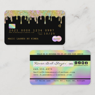Hologram Rainbow Gold Glitzer Luxus Kreditkarte Visitenkarte