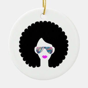 Hologramm Afro Mädchen Keramik Ornament