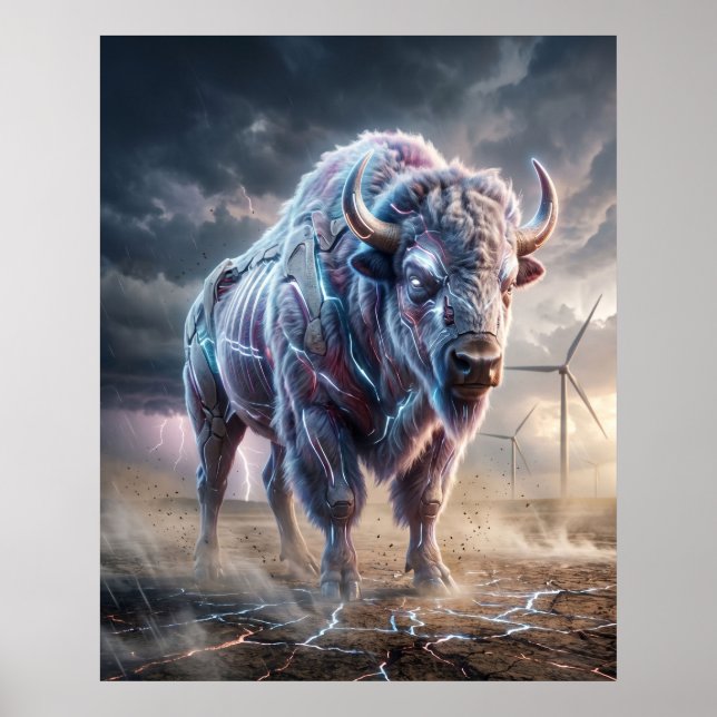 Hologramm Bison Sturm Ebenen Poster (Vorne)