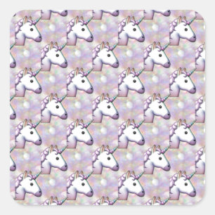 Hologramm-Einhorn-Emoji Quadratischer Aufkleber