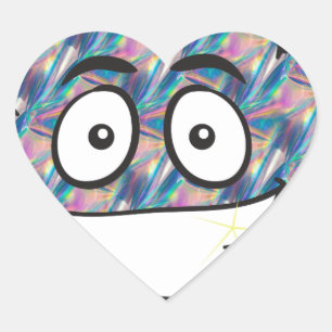 Hologramm kackend Emoji Herz-Aufkleber