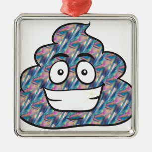 Hologramm kackend Emoji Silbernes Ornament