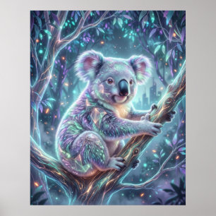 Hologramm Koala Neon-Krone Poster