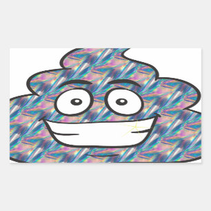 Hologramm-Kot-Emoji Rechteckiger Aufkleber