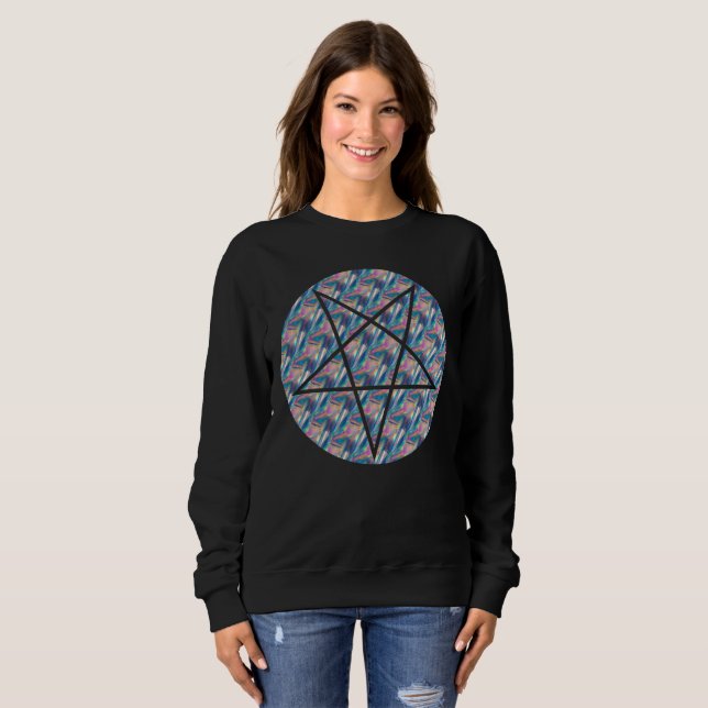 Hologramm Pentagramm Frauen Sweatshirt (Vorne ganz)