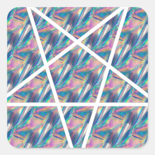 Hologramm-Pentagramm Quadratischer Aufkleber