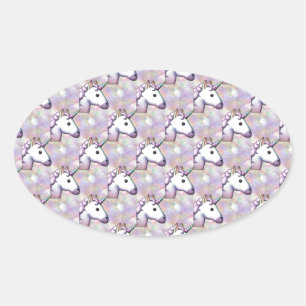 Hologramm unicorn emoji ovaler aufkleber