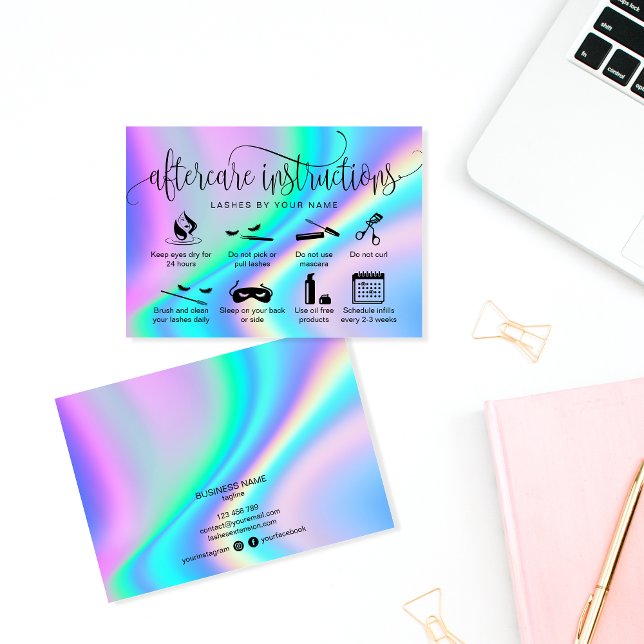 Holograph Aftercare-Karte Wimpern-Erweiterungen Ic Visitenkarte (Von Creator hochgeladen)