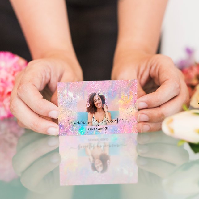 Holograph Boutique Shop Tropfen QR-Code Logo-Foto Visitenkarte (Von Creator hochgeladen)