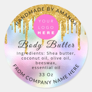 Holograph Custom Logo Name Body Gold Tropfen Runder Aufkleber