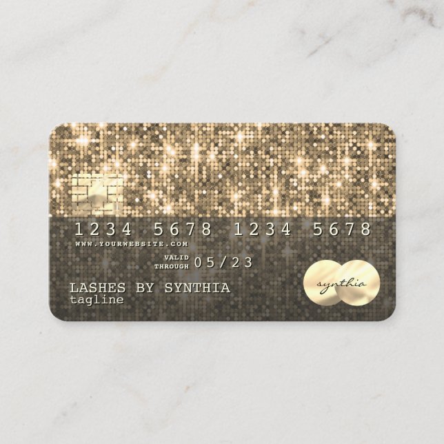 Holograph gold Glitzer Moderne Kreditkarte Visitenkarte (Vorderseite)
