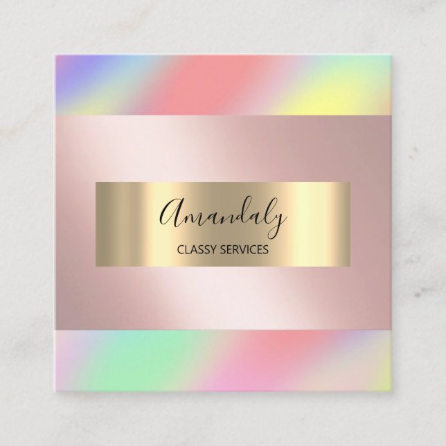 Holograph Gold Makeup ARTIST Eventplaner Quadratische Visitenkarte (Vorderseite)