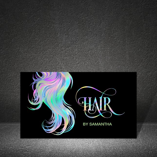 Holograph Hair stylist typography haar extension Visitenkarte (Von Creator hochgeladen)
