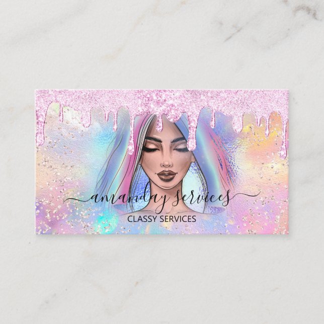 Holograph Makeup Lash Boutique Gold Wax Tropfen QR Visitenkarte (Vorderseite)