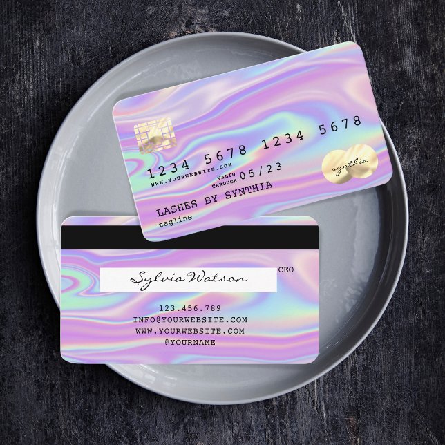 Holograph Modern Credit Card Style Add Logo Visitenkarte (Von Creator hochgeladen)