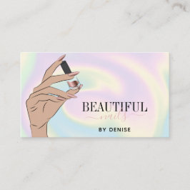 Holograph Nagelsalon Frau Hand Nägel Techniker b Visitenkarte