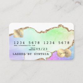 Holograph Pastel rainbow agon unicorn Kreditkarte Visitenkarte