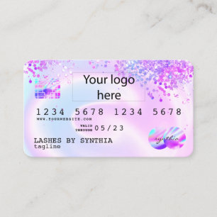 Holograph Pastel unicorn Modern Credit Card Logo Visitenkarte