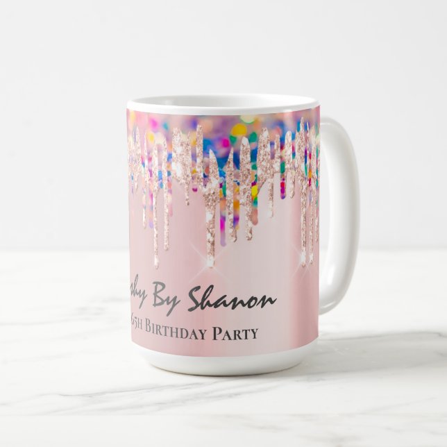 Holograph Pink Rose Bride Dusche Sweet 16. Kaffeetasse (VorderseiteRechts)