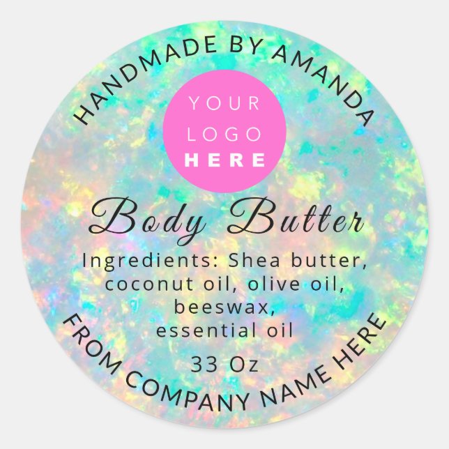 Holograph QR Code Logo Name Body Balm Butter Runder Aufkleber (Vorderseite)