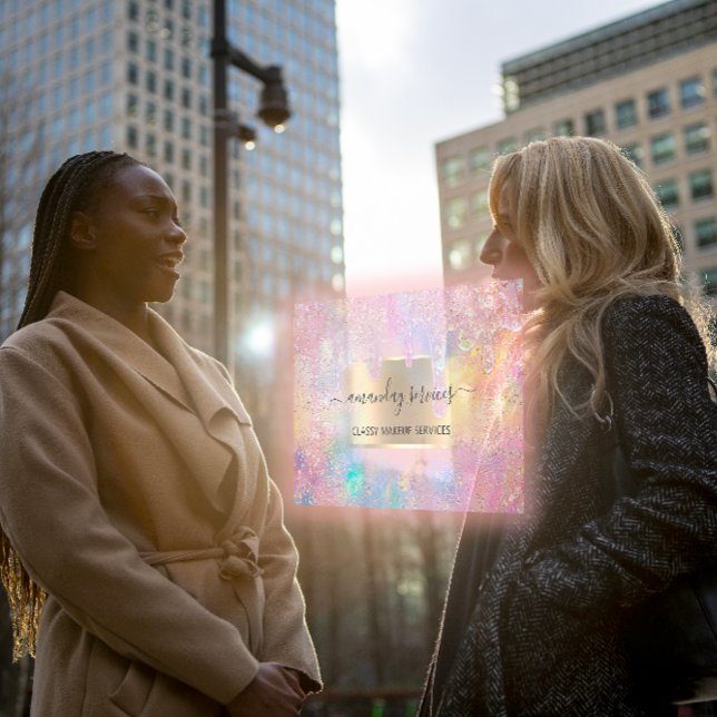 Holograph Shop Tropfens Makeup Artist QR Code Visitenkarte (Holograph Shop Drips Makeup Artist QR Code Business Card)