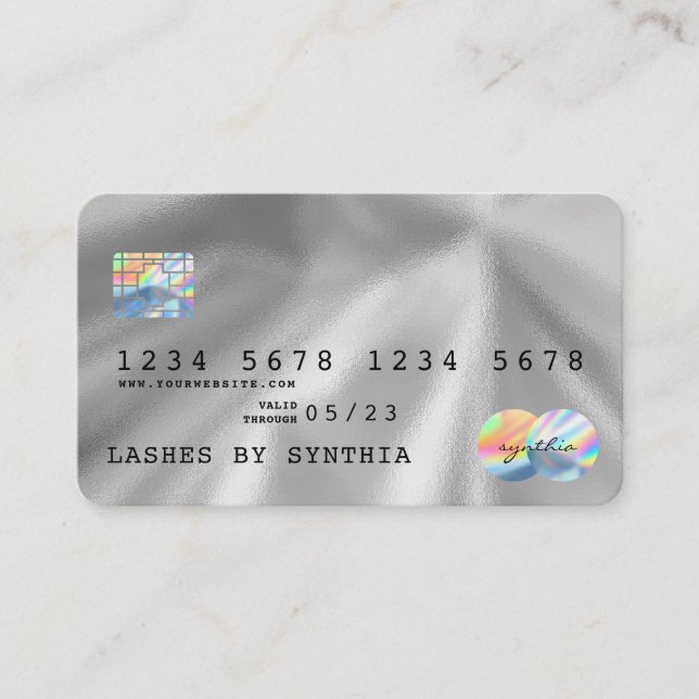 Holograph Silver Foil Modern Credit Card Style Visitenkarte (Vorderseite)