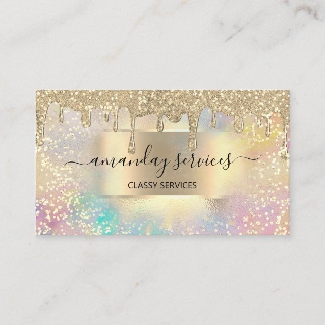 Holograph Tropfens Confetti Makeup Lashes Nails Visitenkarte (Vorderseite)