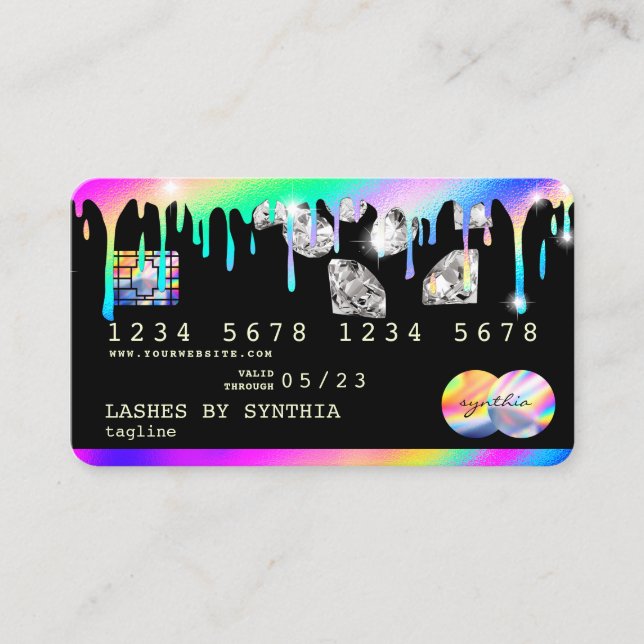 Holograph Tropfens Diamonds Modern Credit Card Visitenkarte (Vorderseite)