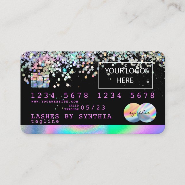 Holograph Unicorn Kreditkarte Fügen Sie Ihr Logo h Visitenkarte (Vorderseite)
