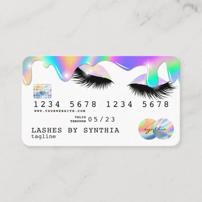 Holograph Unicorn Modern Credit Card Lashes Visitenkarte (Vorderseite)