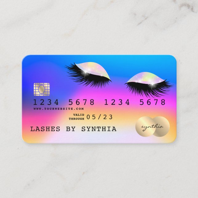 Holograph Unicorn Modern Credit Card Lashes Visitenkarte (Vorderseite)
