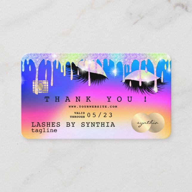 Holograph Unicorn Modern Credit Dankeschön-Karte Visitenkarte (Vorderseite)