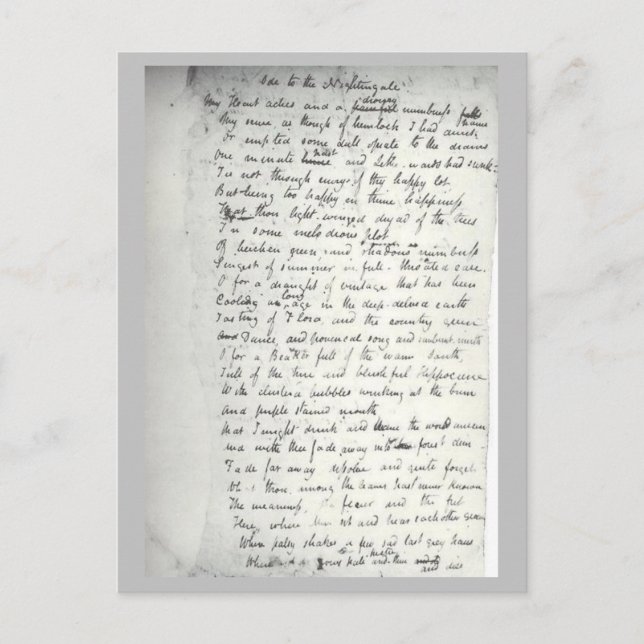 Holograph von Keats's Ode to a Nightingale Postkarte (Vorderseite)