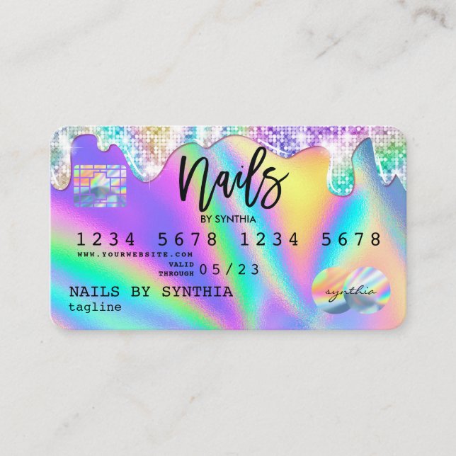 Holographe Carte de crédit Nail Tech (Devant)