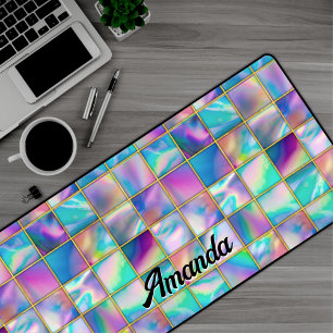 Holographe élégant tendance fausse or géométrique