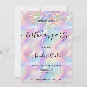 Holographe moderne Girly tendance Invitation d'ann