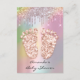 HolographGlitter Tropfens Rose Gold Baby Shower Fe Einladung