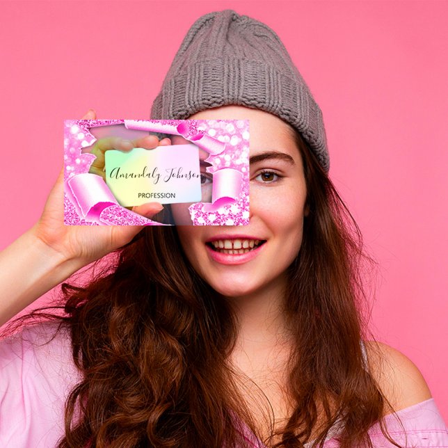 Holographic 33D Effect Pink Makeup Artist Visitenkarte (Von Creator hochgeladen)