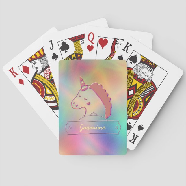 Holographic 3D Unicorn-Individuelle Name   Spielkarten (Rückseite)