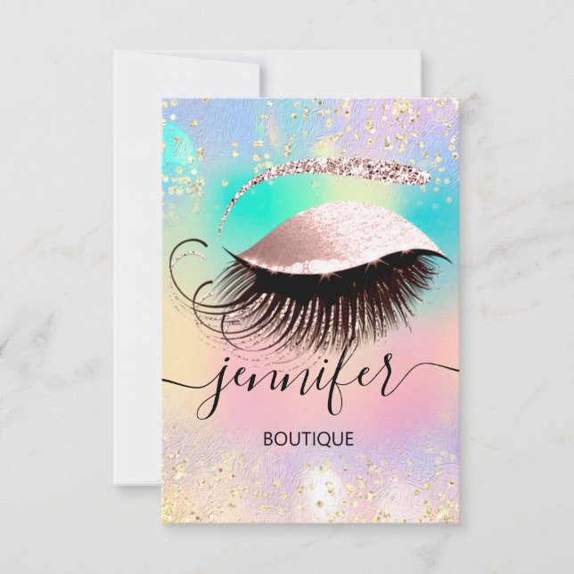 Holographic Beruflich Eyelash Confetti Makeup Einladung (Vorderseite)