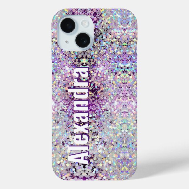 Holographic Bling Glitzern Glitzer Lila Case-Mate iPhone Hülle (Rückseite)