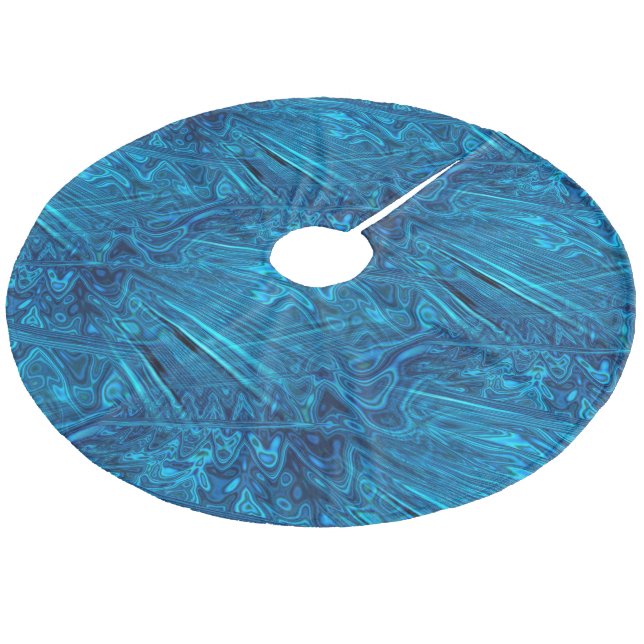 Holographic Blue Fraktal IMITATS Paua Abalone Musc Fleece Weihnachtsbaumdecke (Schrägansicht)