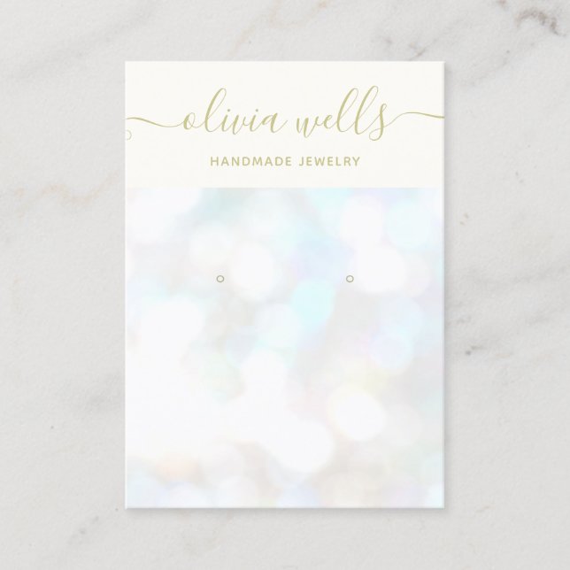 Holographic Bokeh Earring Display Business Card Visitenkarte (Vorderseite)